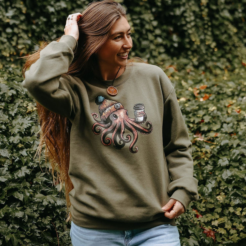 Cozy Octo Oversized Sweatshirt in Military Green