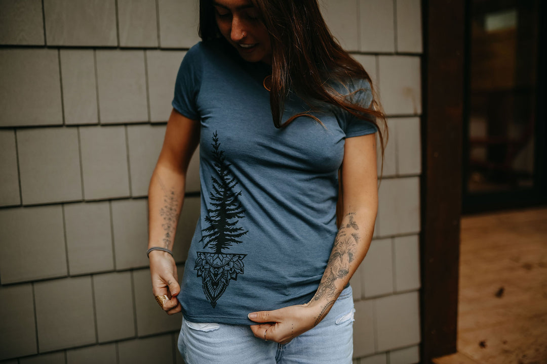 Tree Mandala Ladies Bamboo Fitted Tee * Made In Canada*