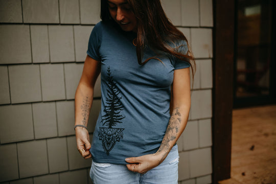 Tree Mandala Ladies Bamboo Fitted Tee * Made In Canada*