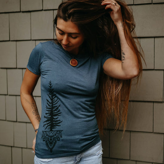 Tree Mandala Ladies Bamboo Fitted Tee * Made In Canada*