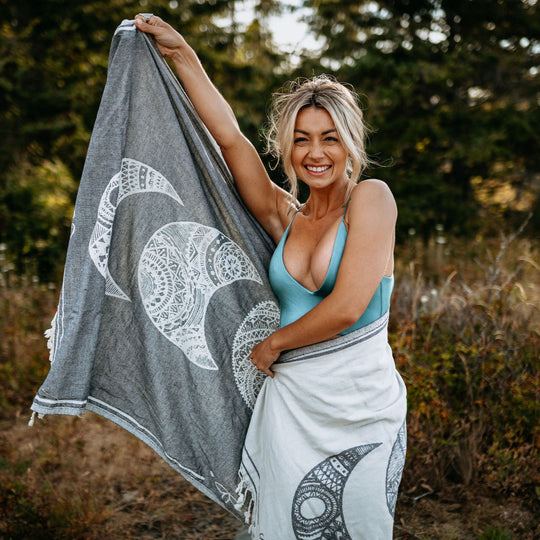 Navy Mandala Moon Phase 100% Cotton Turkish Towel