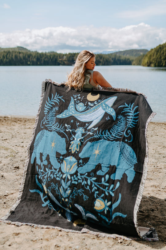 Cottage Bear Woven Blanket 100% Cotton