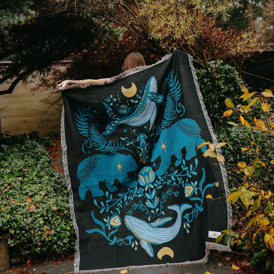 Cottage Bear 100% Cotton Woven Blanket