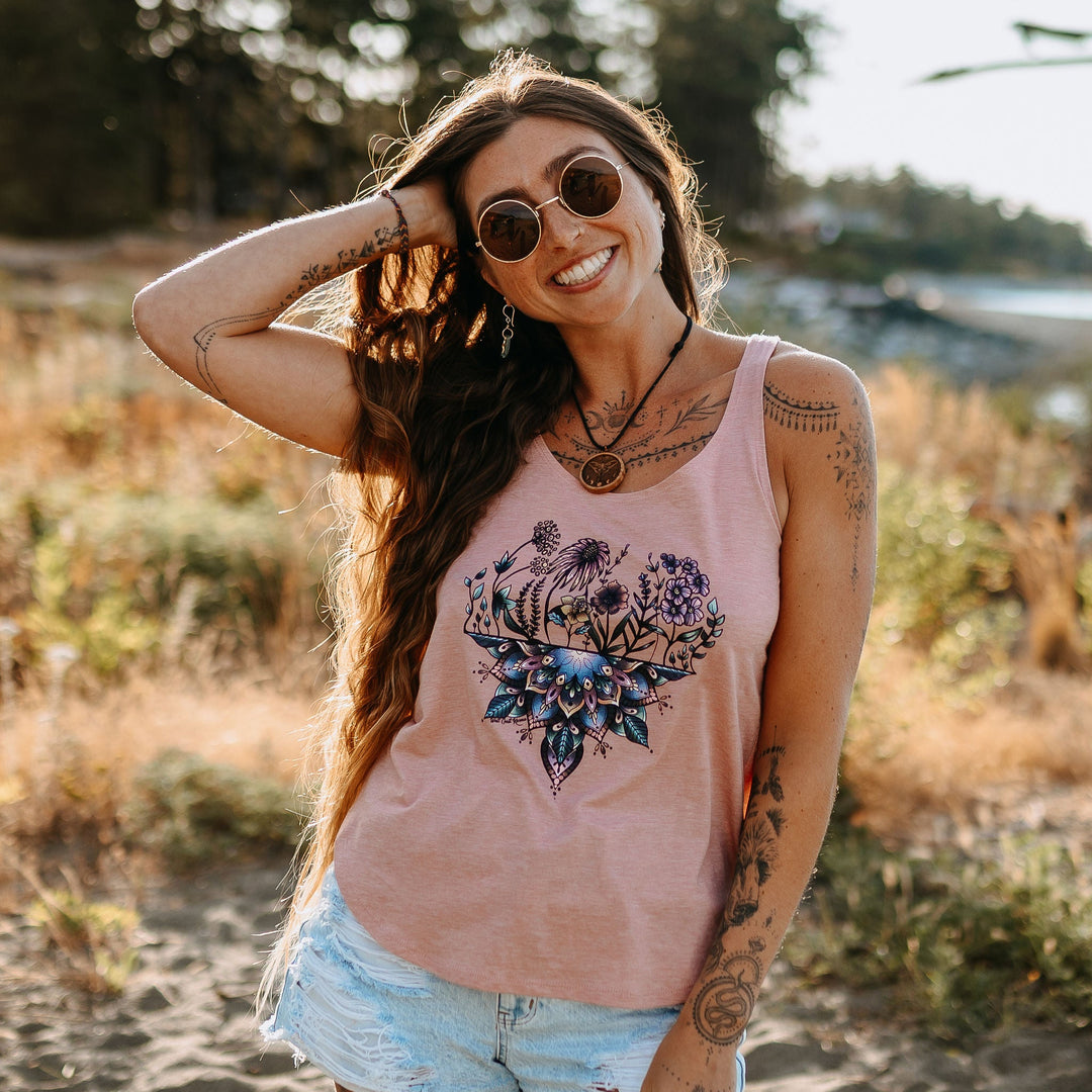 Mandala Flowers Festival Tank in Desert Rose