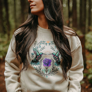 Cottage Hummingbird Oversized Sweatshirt in Bone
