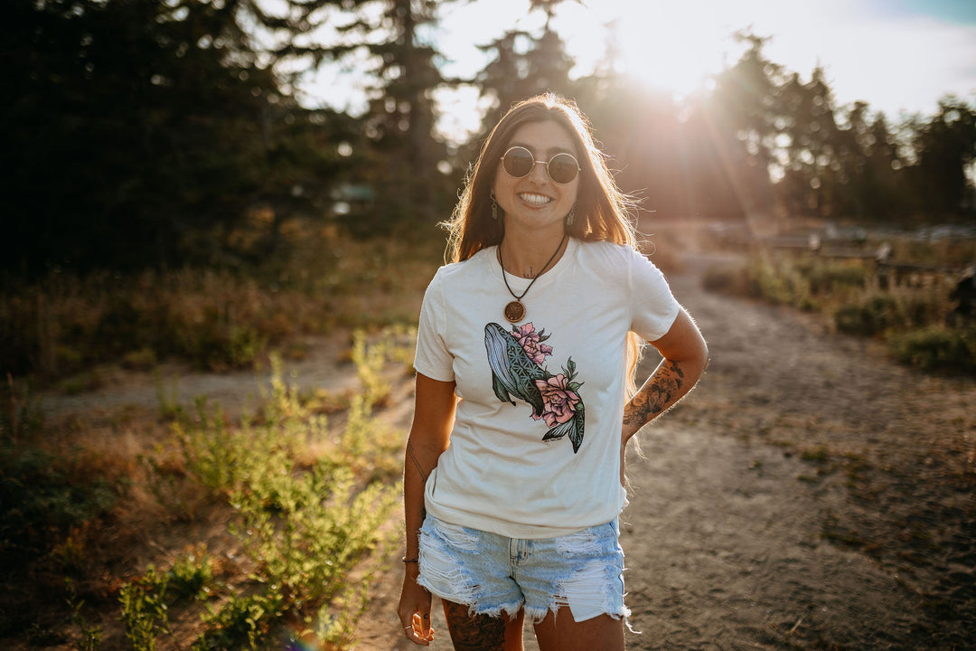 Whale Flower Relaxed Tee In Natural