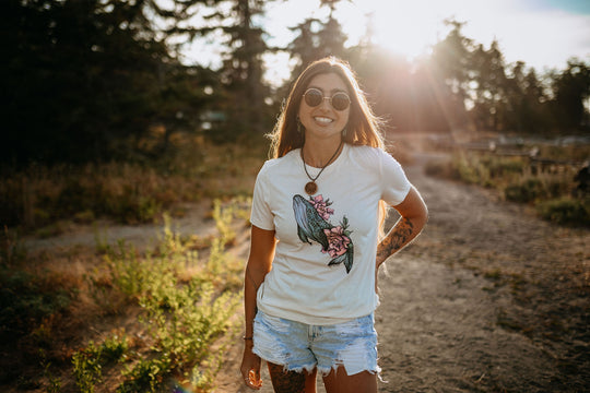 Whale Flower Relaxed Tee In Natural