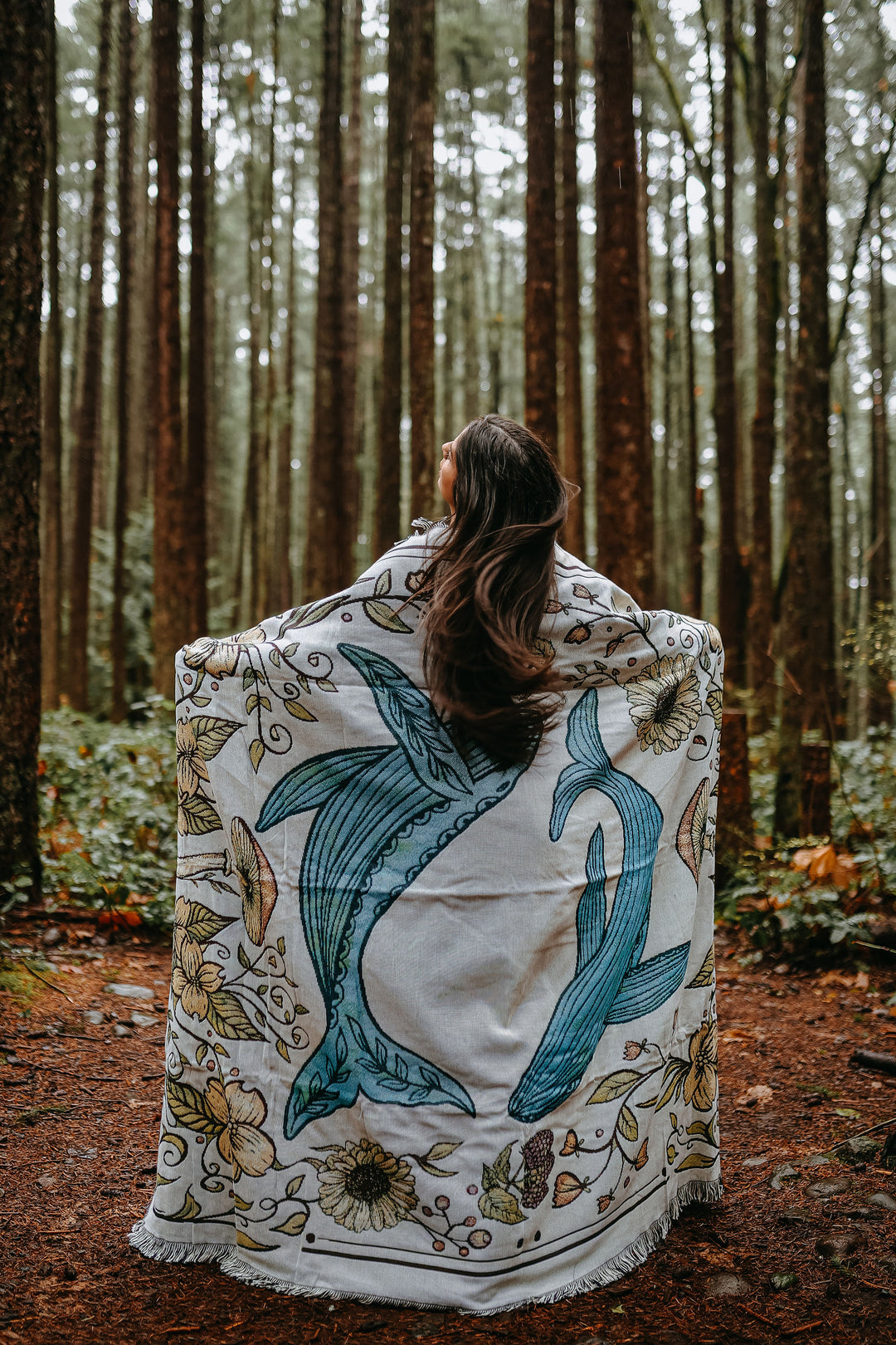 Land and Sea Humpback Whales 100% Cotton Woven Blanket (Double sided) design