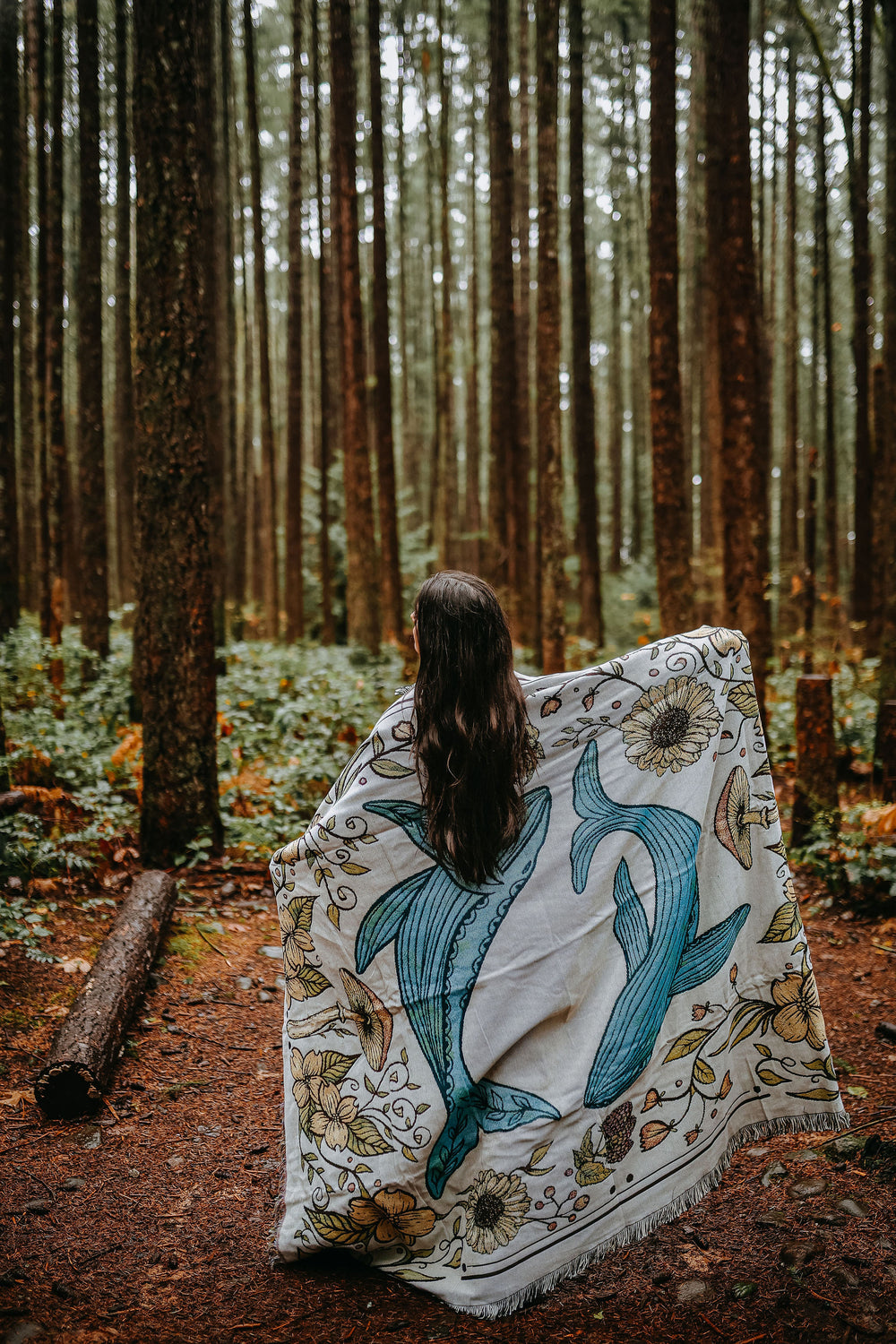 Land and Sea Humpback Whales 100% Cotton Woven Blanket (Double sided) design