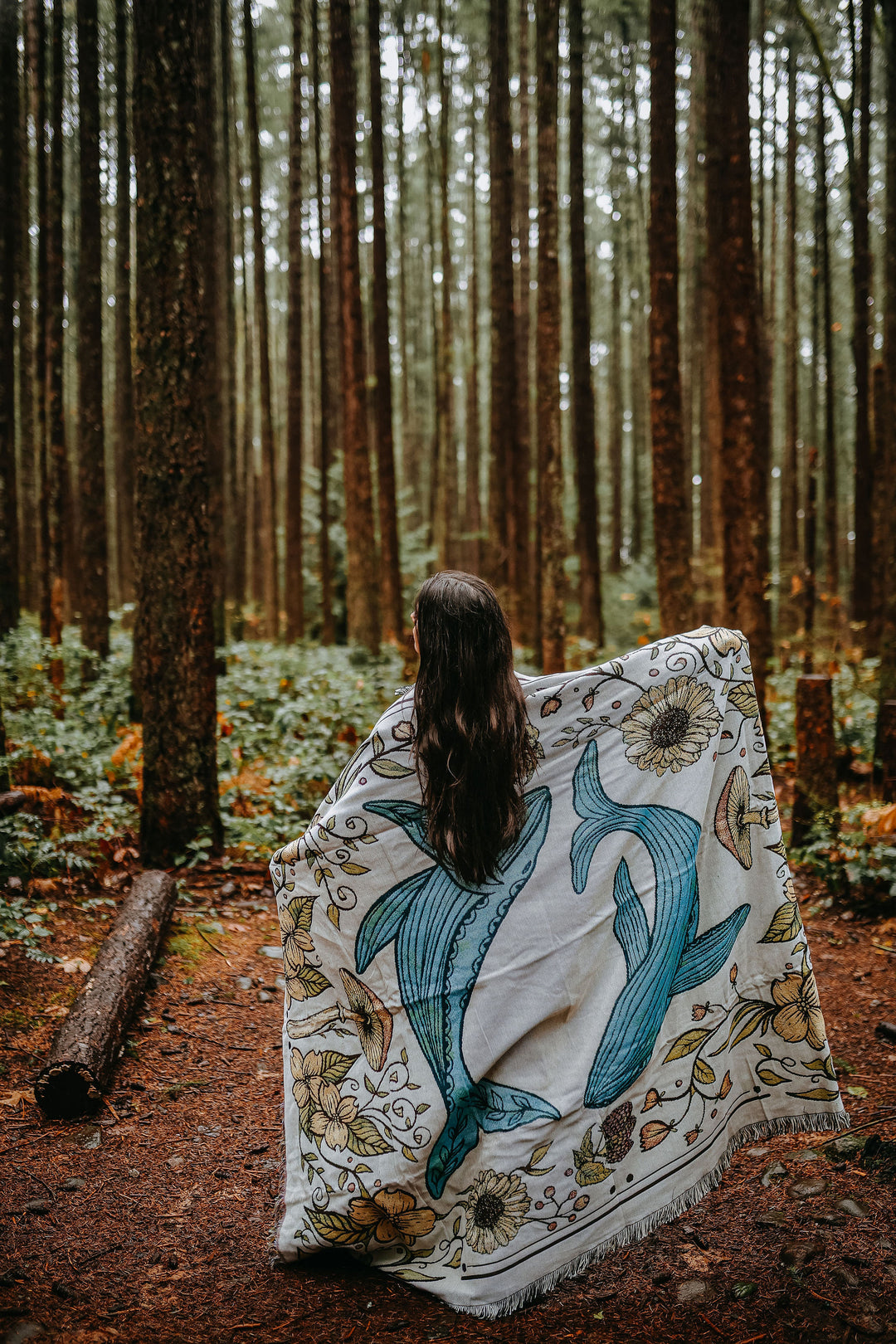 Land and Sea Humpback Whales 100% Cotton Woven Blanket (Double sided) design