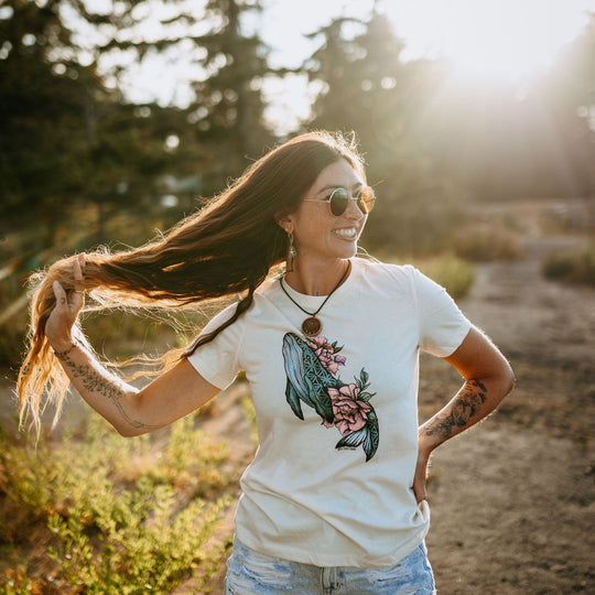 Whale Flower Relaxed Tee In Natural
