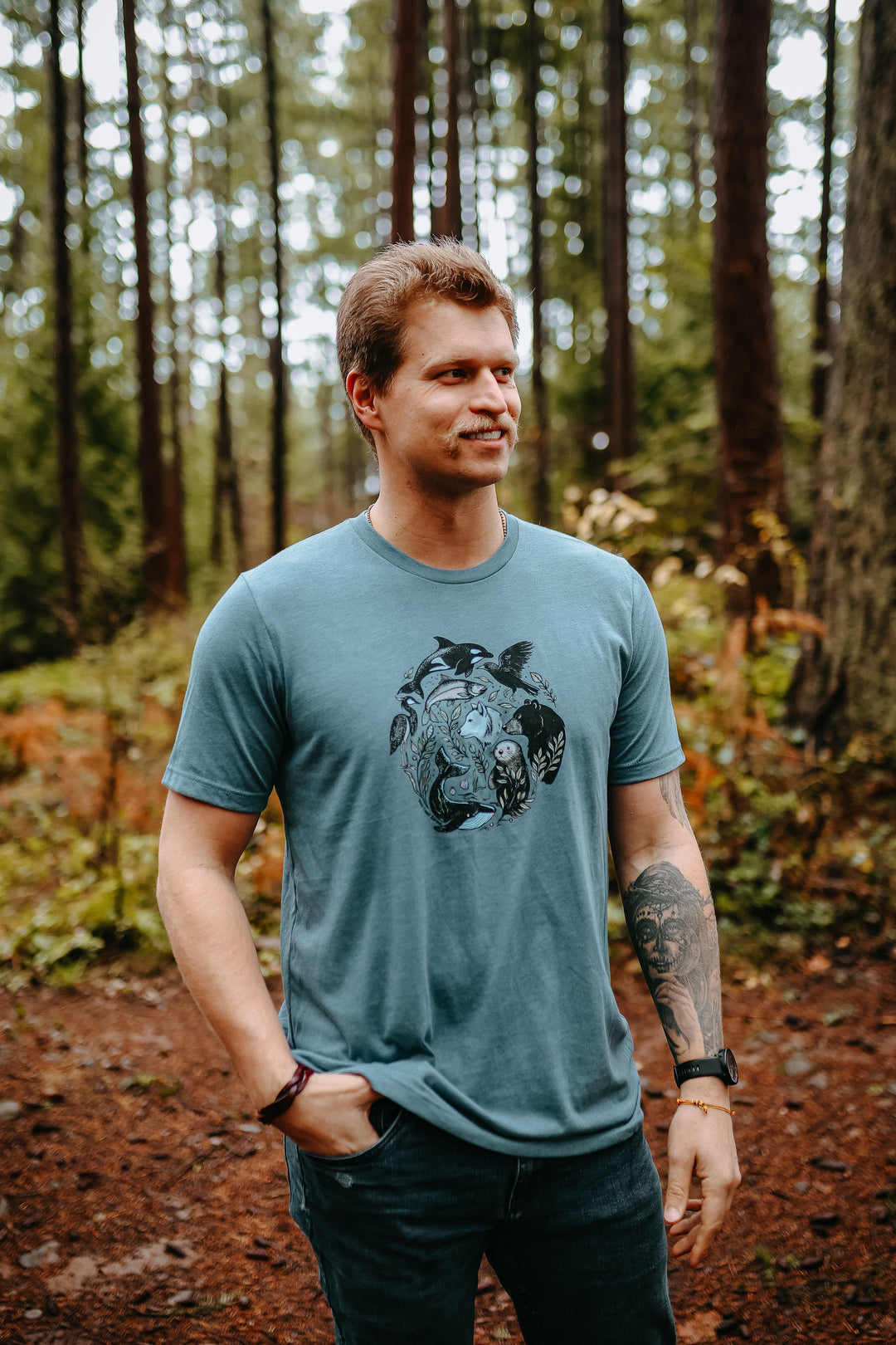 Nature Circle Mens Tee in Heather Slate