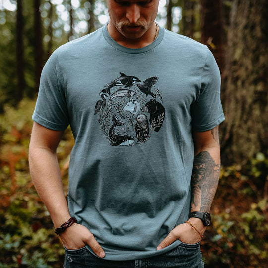 Nature Circle Mens Tee in Heather Slate