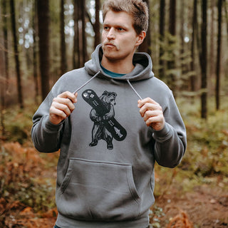 Shredding Bear Heavyweight Hoodie in Storm Grey