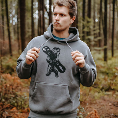 Shredding Bear Heavyweight Hoodie in Storm Grey