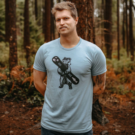 Shredding Bear Mens Tee in Vintage Denim