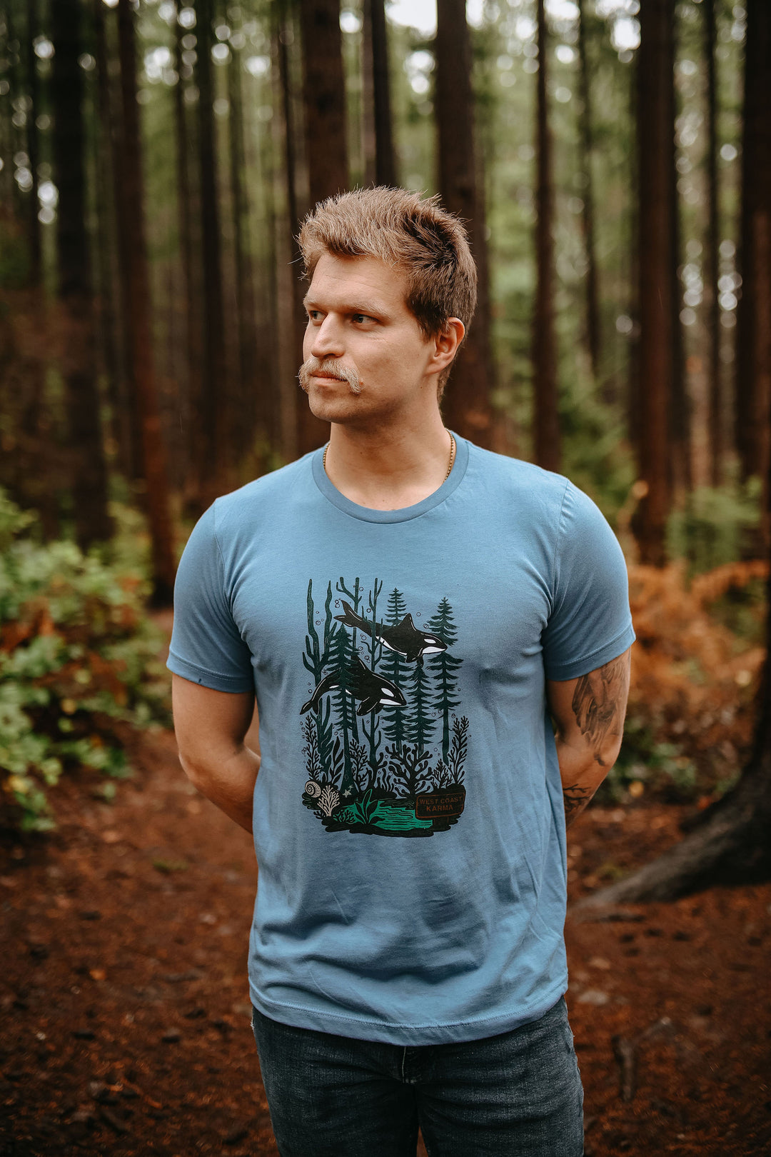 Orca Forest Mens Tee in Steel Blue