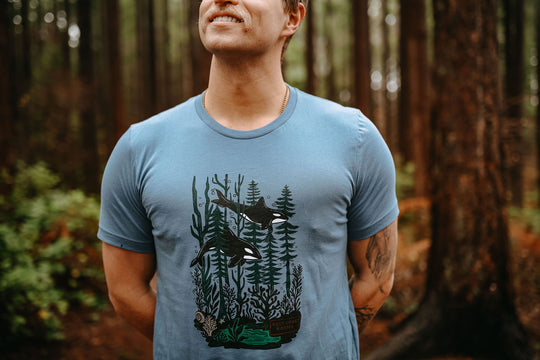 Orca Forest Mens Tee in Steel Blue