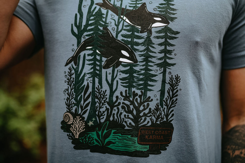 Orca Forest Mens Tee in Steel Blue