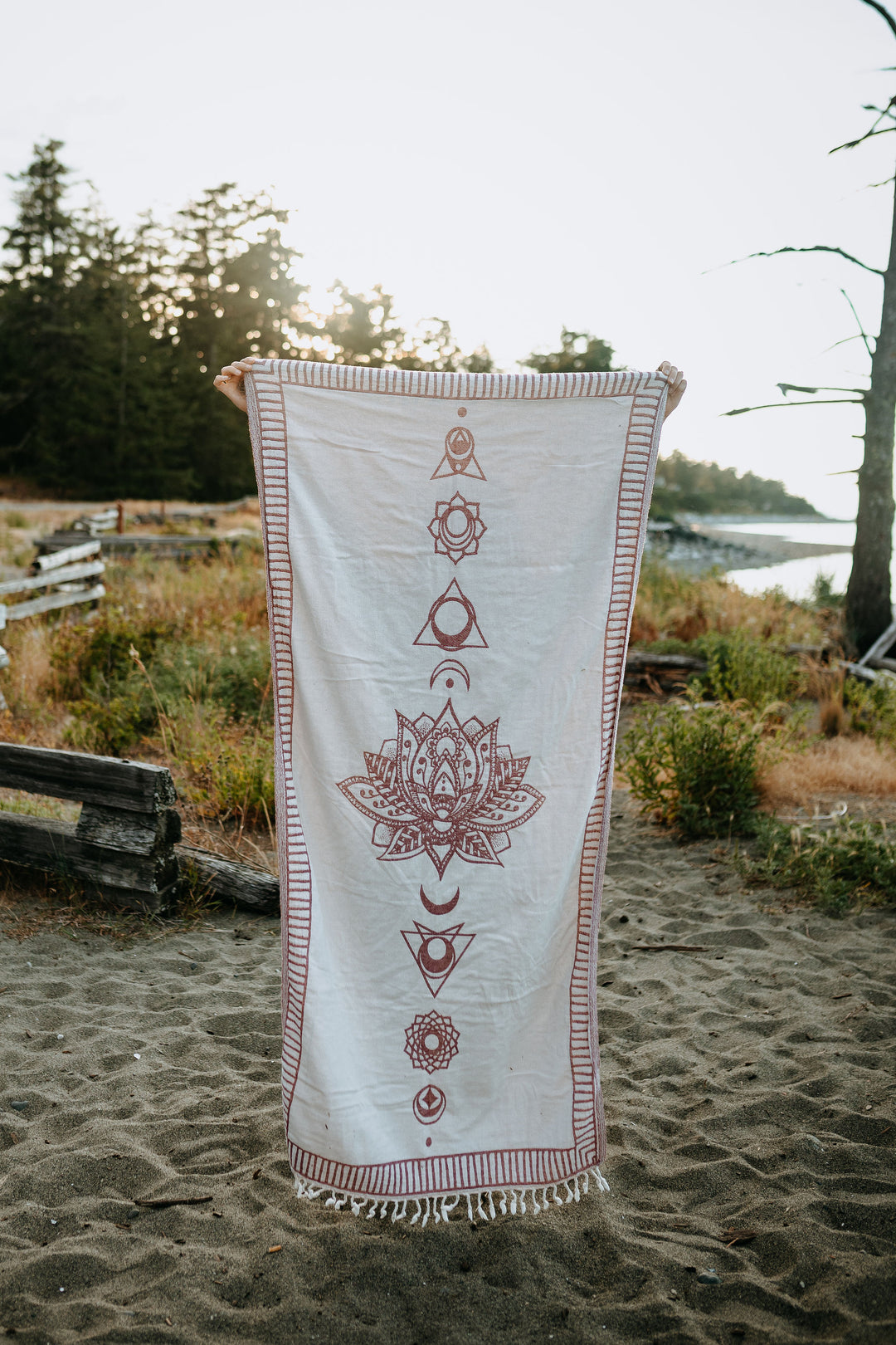 Burgundy Chakra Lotus 100% Cotton Turkish Towel