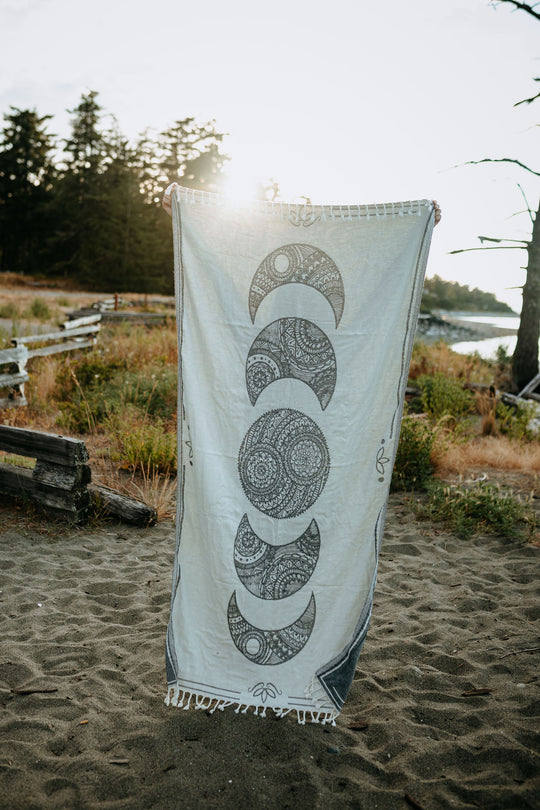 Navy Mandala Moon Phase 100% Cotton Turkish Towel