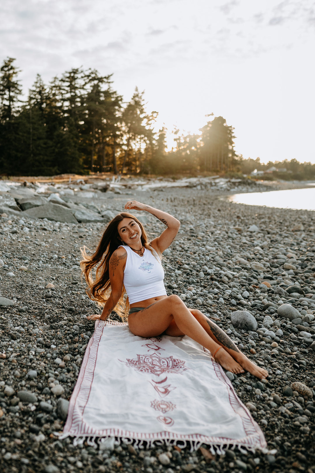 Burgundy Chakra Lotus 100% Cotton Turkish Towel