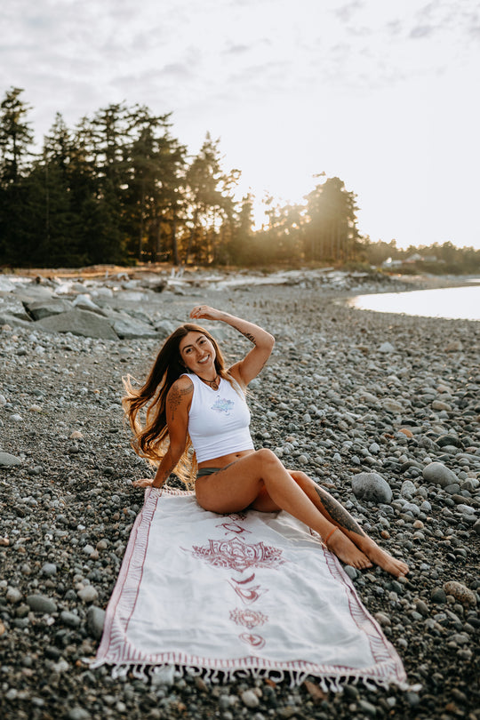 Burgundy Chakra Lotus 100% Cotton Turkish Towel