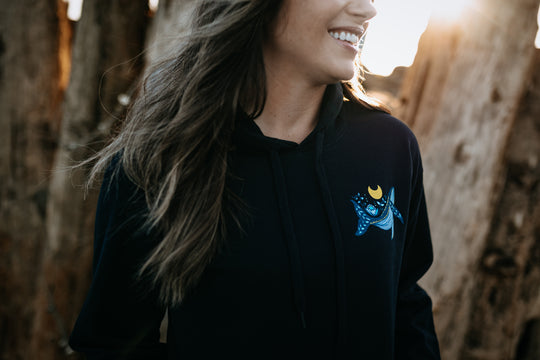 Colourful Cottage Bear Hoodie in Black