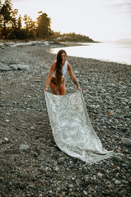 Sage Cottage Mushroom 100% Cotton Turkish Towel