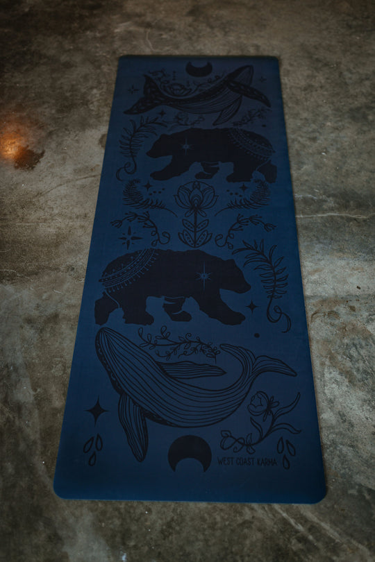 Cottage Bear Engraved Navy Yoga Mat 5mm