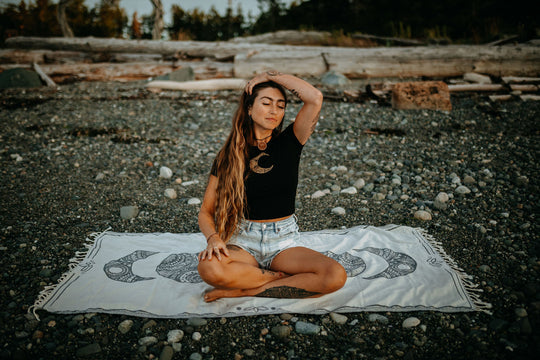 Navy Mandala Moon Phase 100% Cotton Turkish Towel