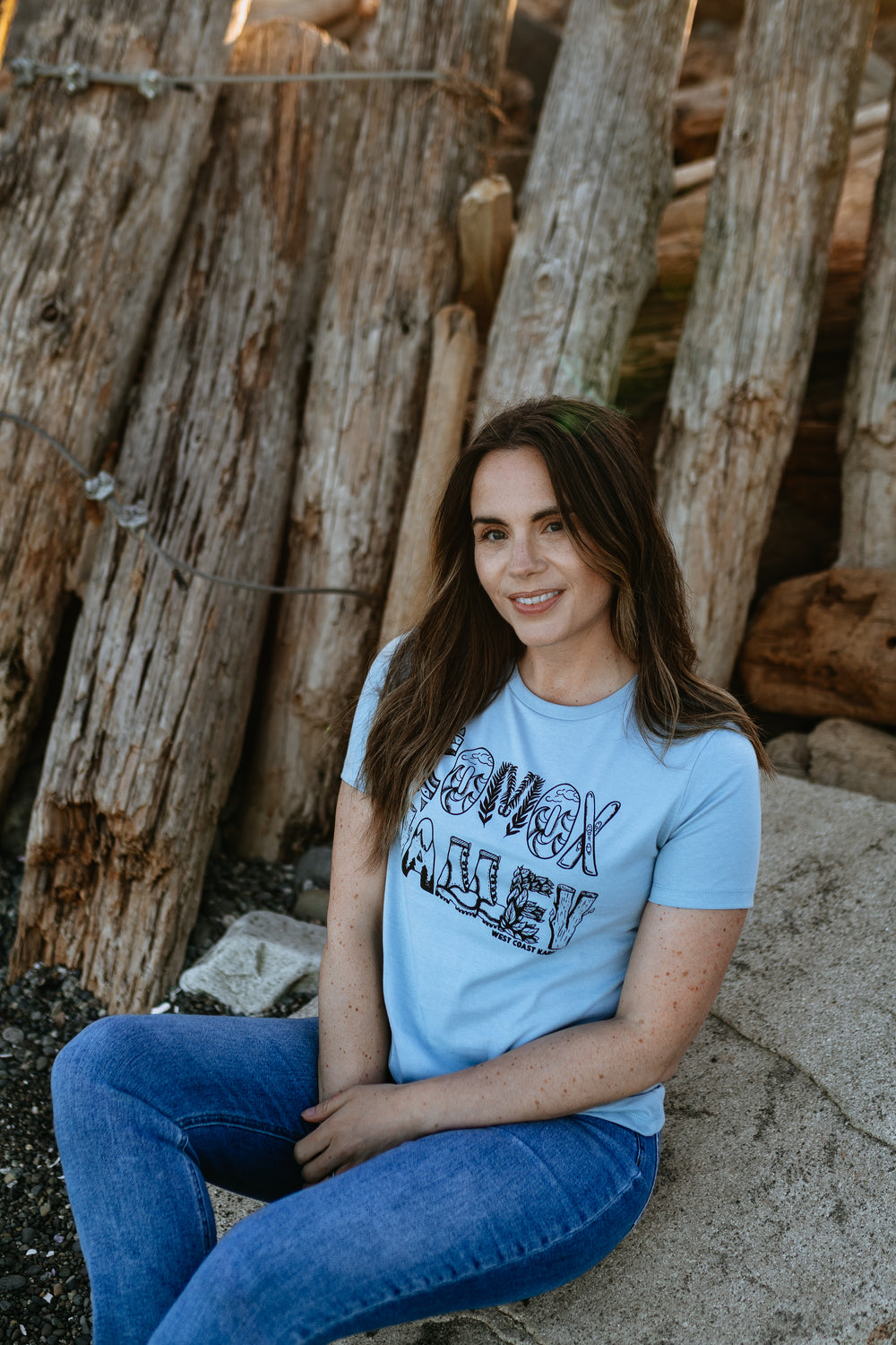 Comox Valley Word Relaxed Tee in Vintage Denim