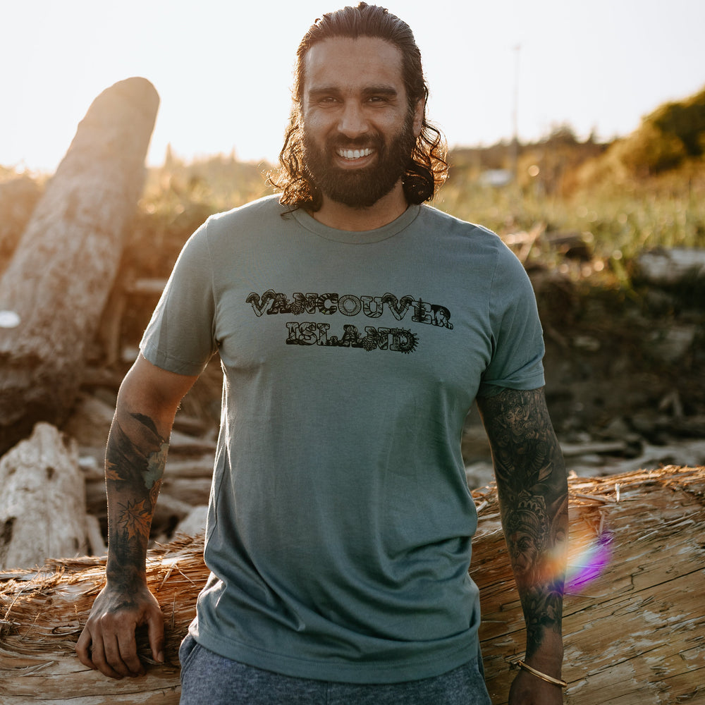 Vancouver Island Word Tee in Blue Storm