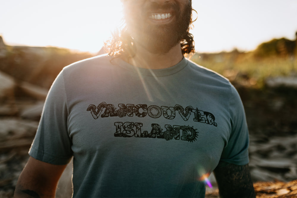 Vancouver Island Word Tee in Blue Storm