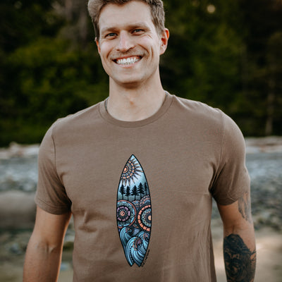Nature Surfboard Colourful Tee in Vintage Brown