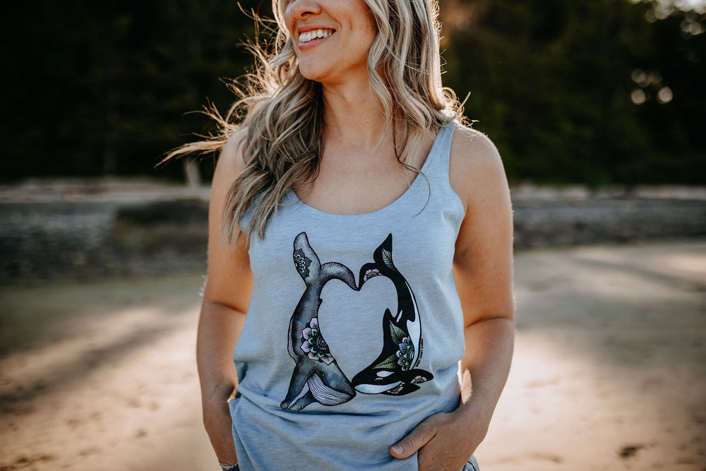 Whale Heart Festival Tank in Stonewash Denim