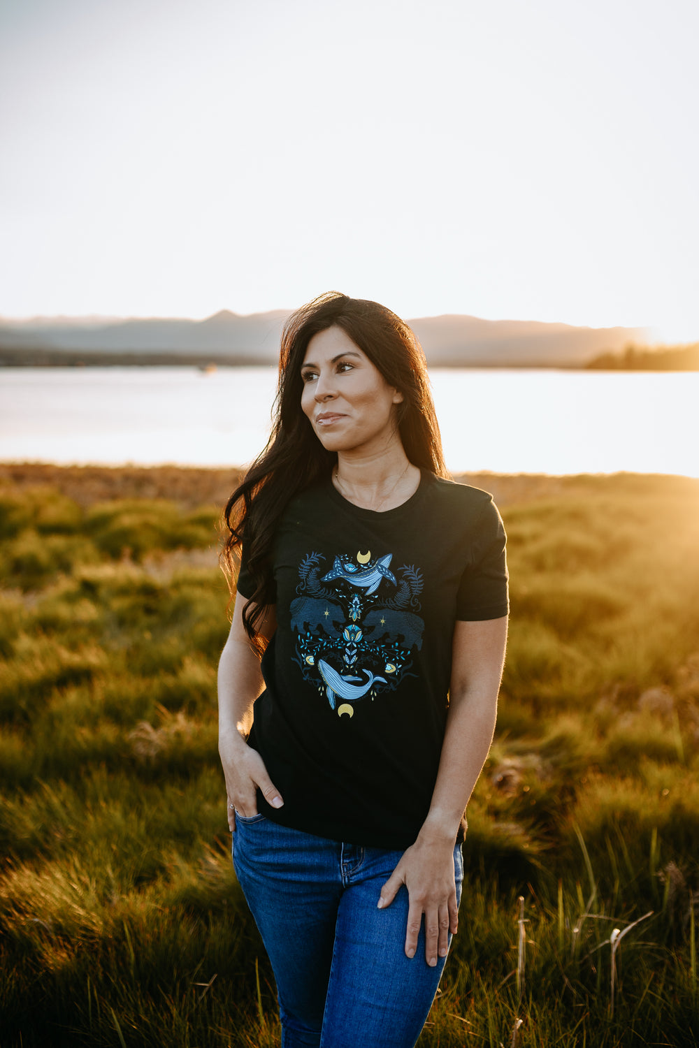 Colourful Cottage Bear Relaxed Fit Tee in Black
