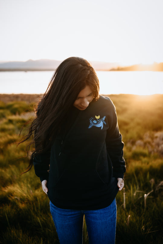 Colourful Cottage Bear Hoodie in Black