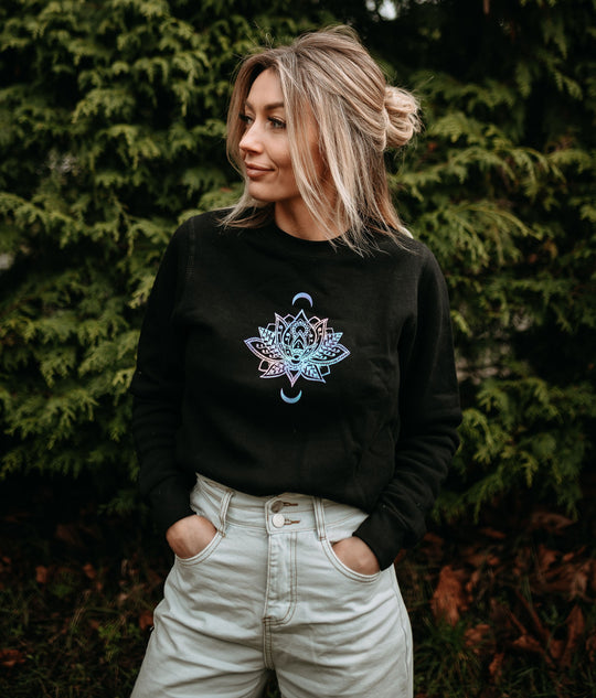 Ethereal Lotus Bamboo Sweatshirt in Black *Made In Canada*