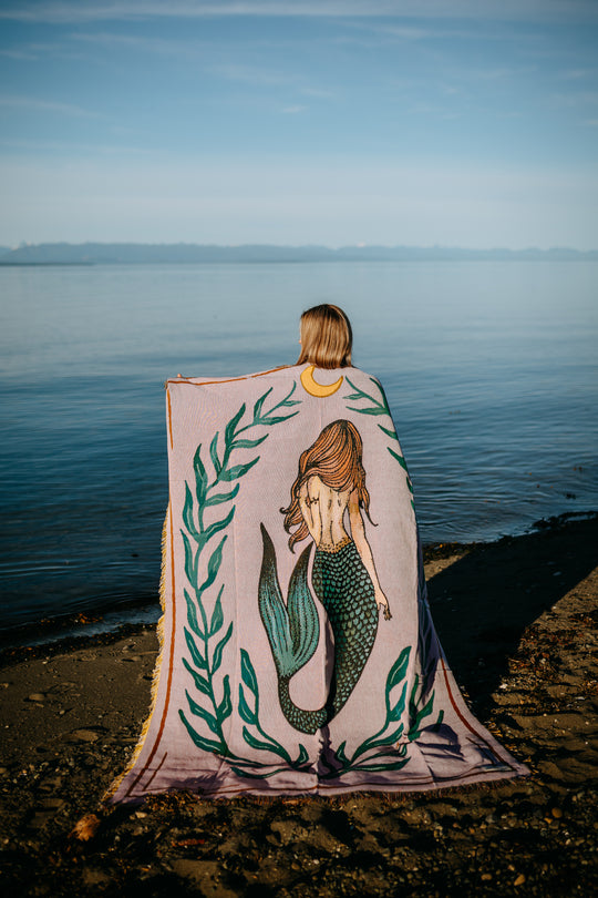 Coastal Mermaid 100% Cotton Woven Blanket