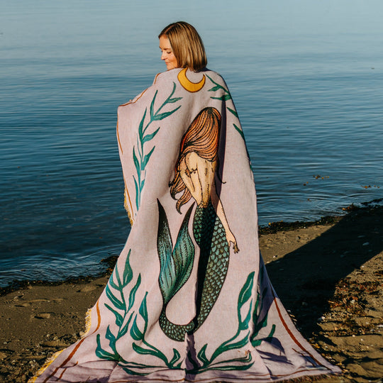 Coastal Mermaid 100% Cotton Woven Blanket