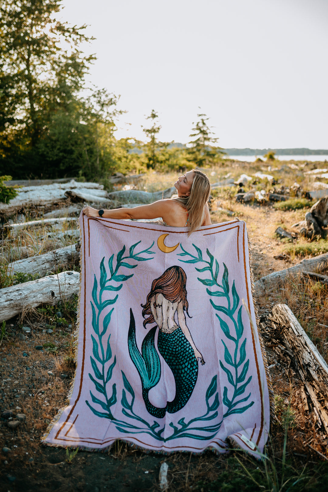 Coastal Mermaid 100% Cotton Woven Blanket