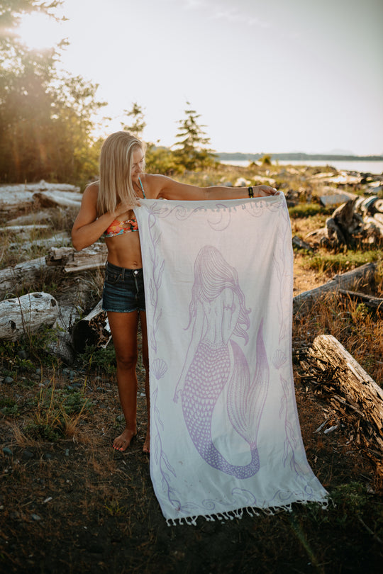 Coastal Lavender Mermaid 100% Cotton Turkish Towel