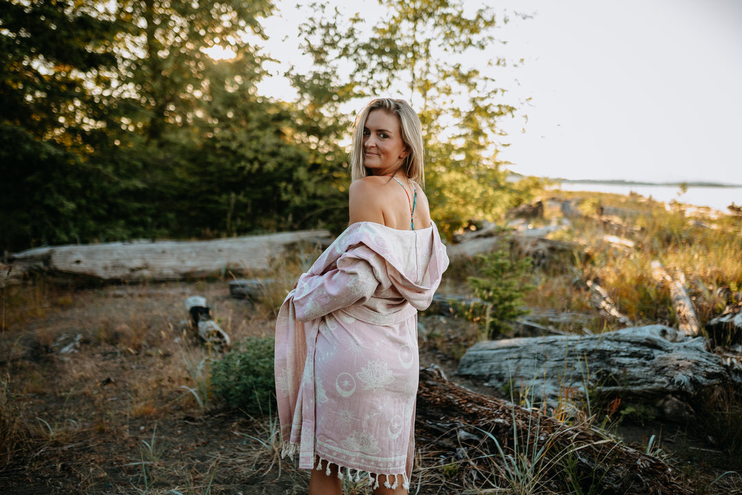 Celestial Lotus Hooded Robe- Rose Mist