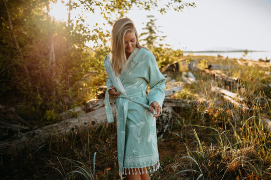 Coastal Humpback Hooded Robe- Seafoam Blue