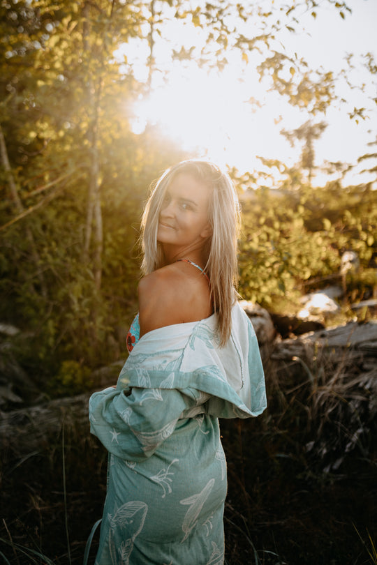 Coastal Humpback Hooded Robe- Seafoam Blue