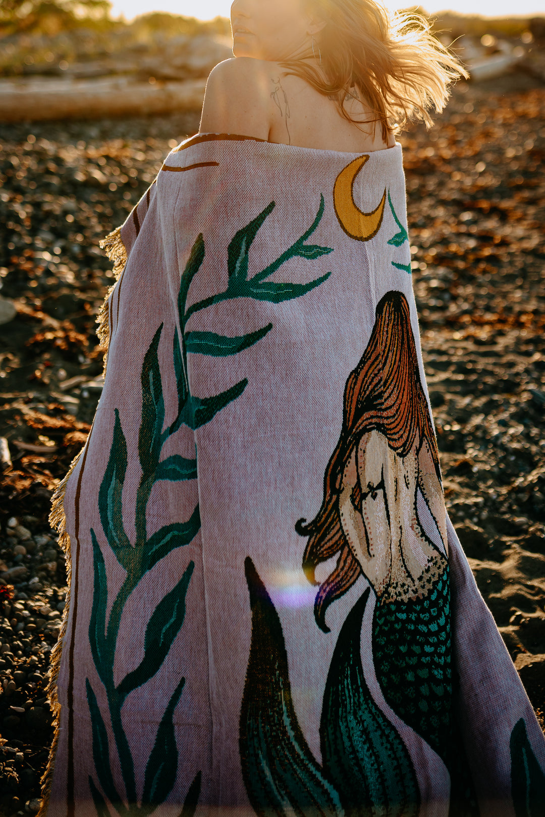 Coastal Mermaid 100% Cotton Woven Blanket
