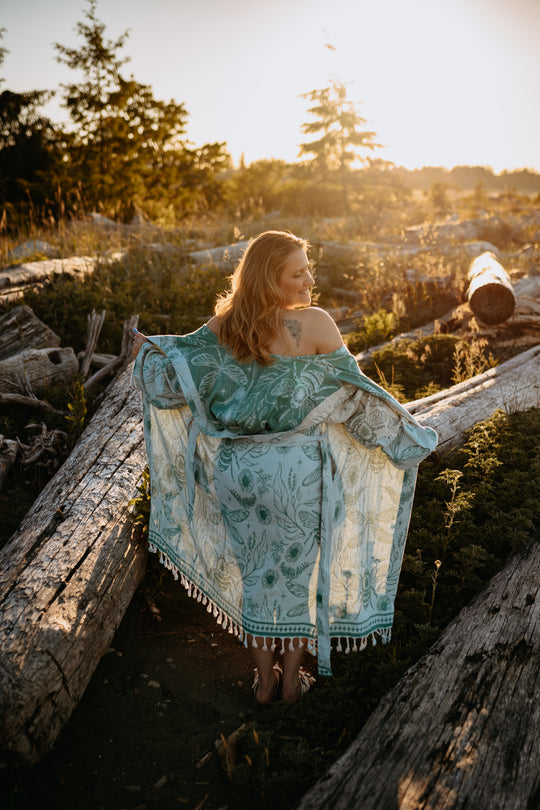 West Coast Garden Hooded Robe- Moss Green