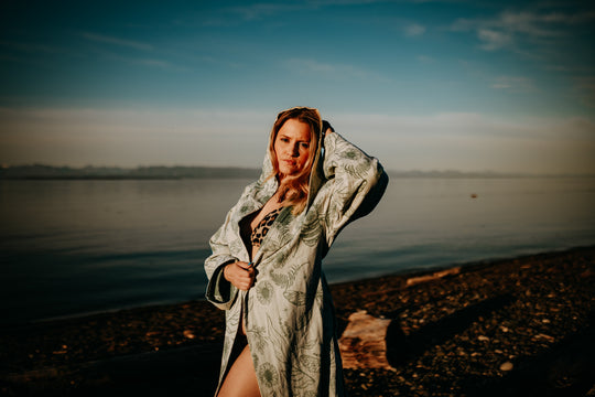 West Coast Garden Hooded Robe- Moss Green