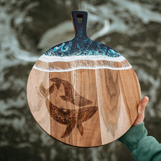 Acacia Wood & Resin Charcuterie Board - Humpback Mom & Bub